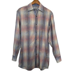 Johnston & Murphy Tailored Fit Button‎ Up Shirt Preppy Office Size Medium